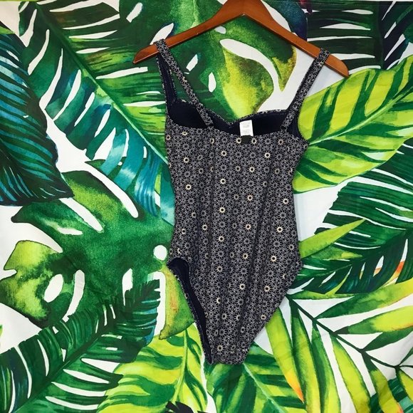 $160 Women's Sz 6 Bond Eye Multi Cup Navy Beige Gold One Piece Swimsuit - Picture 2 of 5